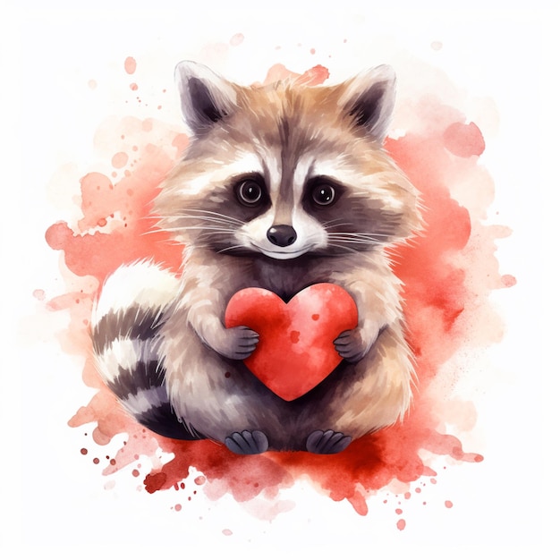 there is a raccoon holding a heart in its paws generative ai