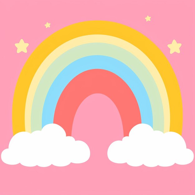 Photo there is a rainbow and clouds in the sky with stars generative ai