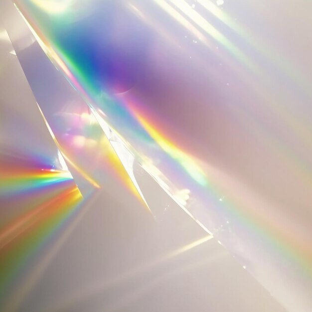 Photo there is a rainbow colored light shining through a window generative ai