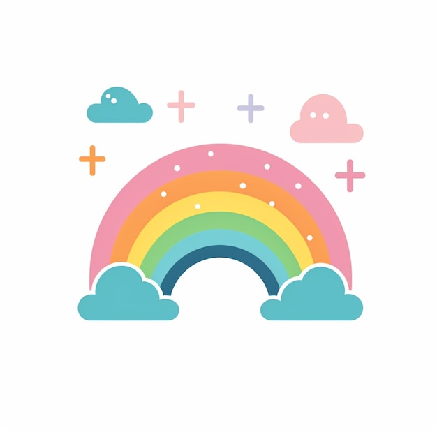 there is a rainbow with clouds and crosses on it generative ai