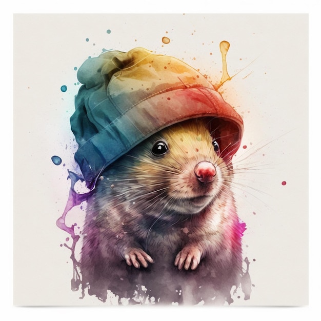 there is a rat that is wearing a hat and a cap generative ai