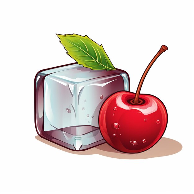 there is a red apple next to a block of ice generative ai