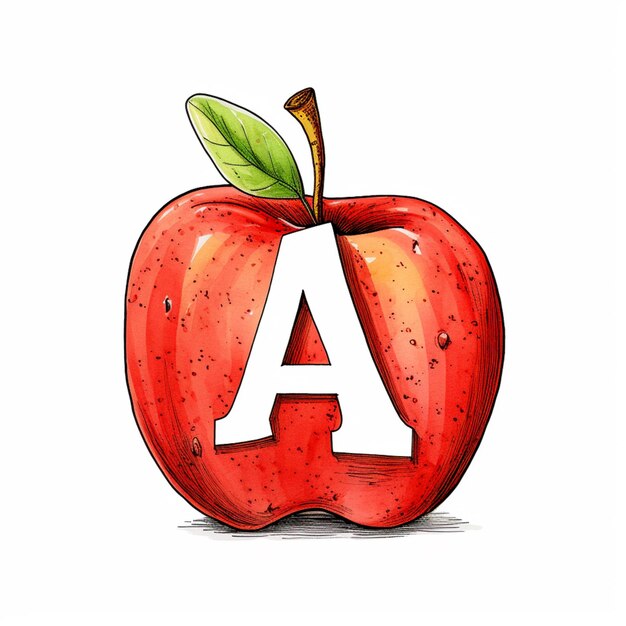 there is a red apple with a letter a in the middle generative ai