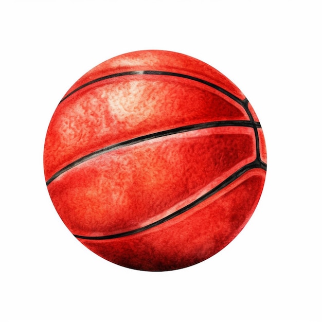 There is a red basketball ball with black stripes on it generative ai