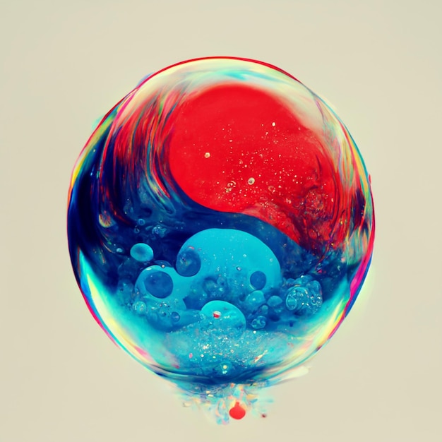 There is a red and blue bubble with bubbles in it generative ai