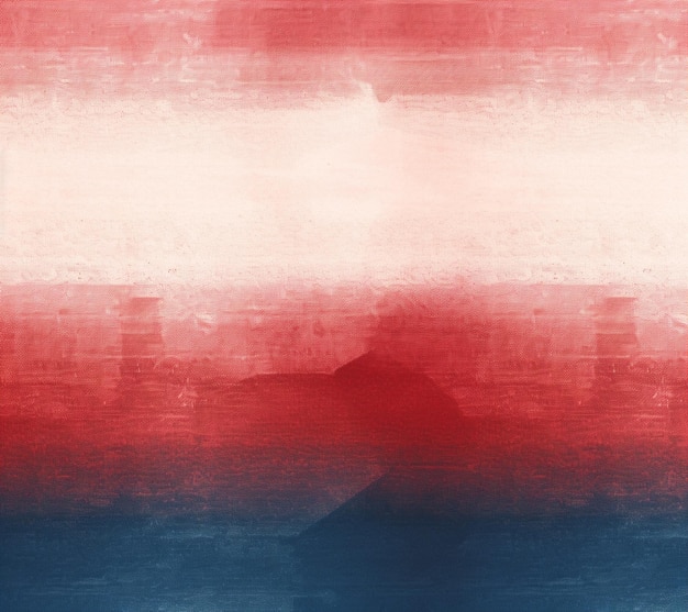 there is a red and blue painting with a mountain in the background generative ai