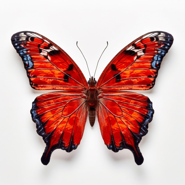 羽根に黒い斑点が付いた 赤い蝶