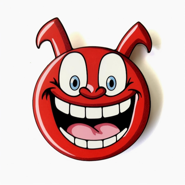 there is a red button with a smiling face and a big smile ai generative