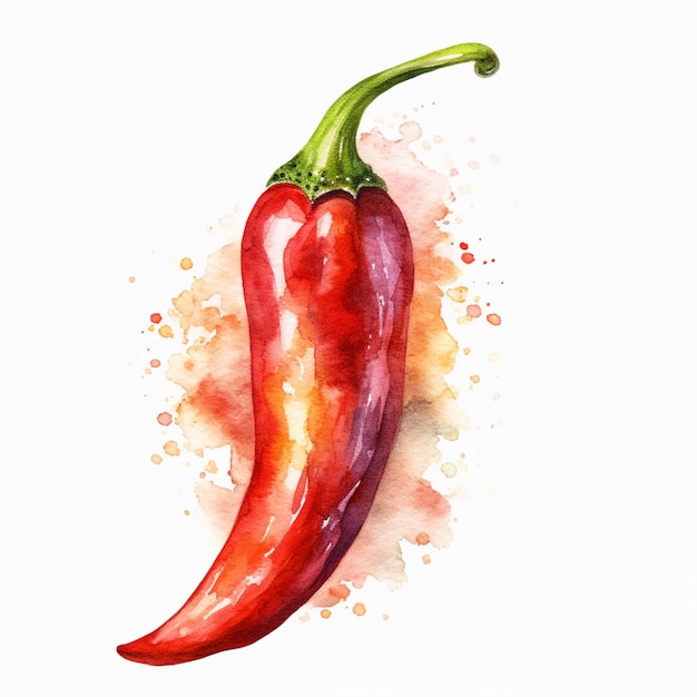 there is a red chili pepper on a white background generative ai
