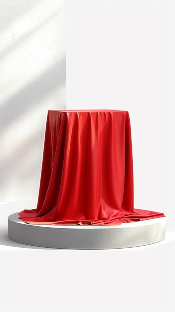 Photo there is a red cloth draped over a white pedestal generative ai