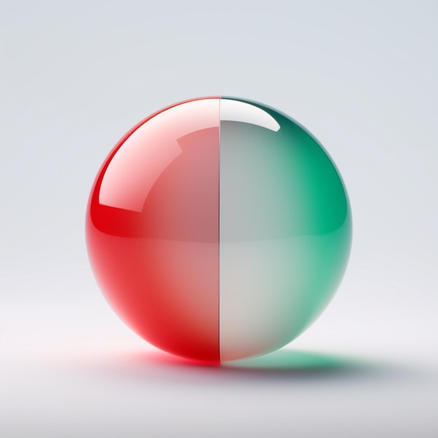 there is a red and green ball with a white stripe generative ai