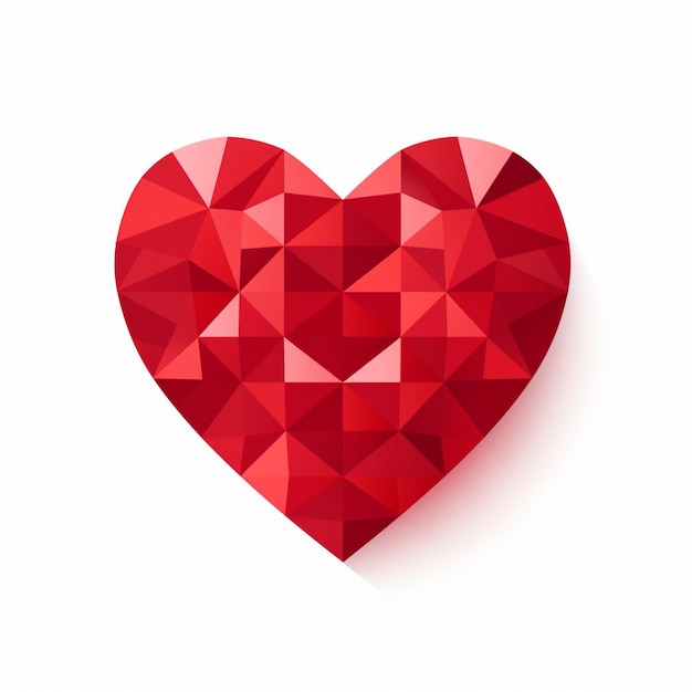 there is a red heart made of triangles on a white background generative ai