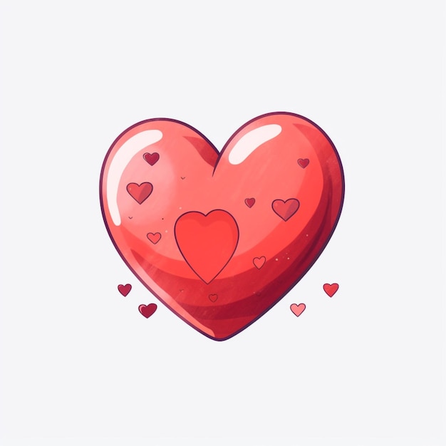 there is a red heart with hearts on it on a white background generative ai