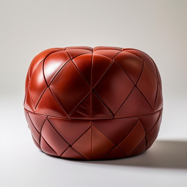 there is a red leather basket sitting on a white surface generative ai