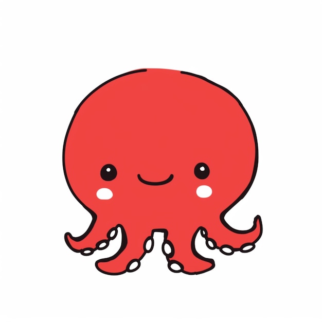 there is a red octopus with a white face and a black tail generative ai