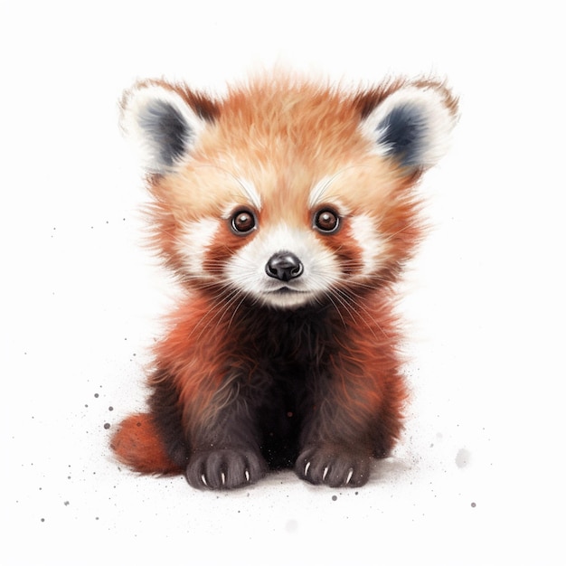 there is a red panda sitting down on the ground generative ai