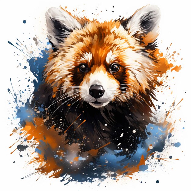 there is a red panda with a splattered background generative ai