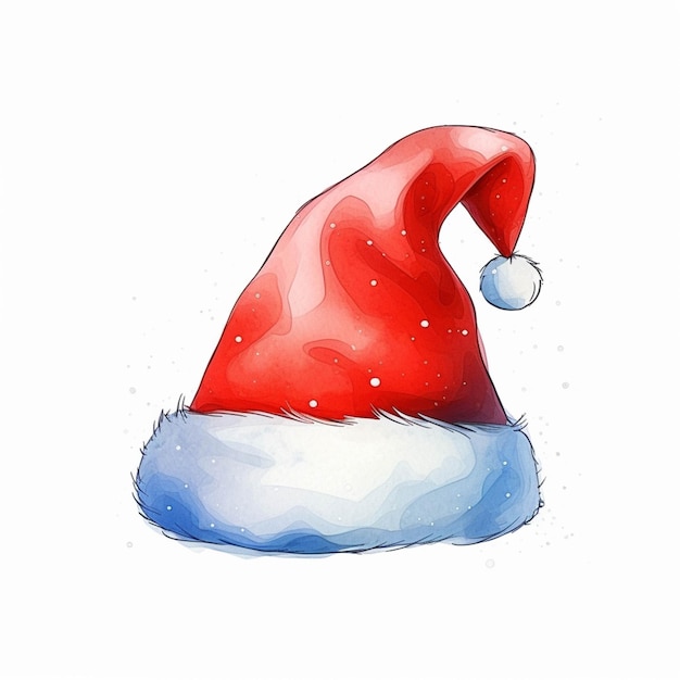 There is a red santa hat with a blue fur on it generative ai