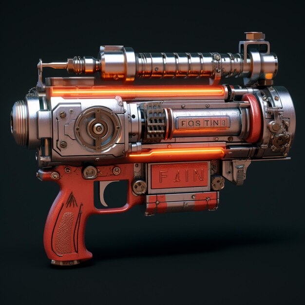 There is a red and silver gun with a red handle generative ai