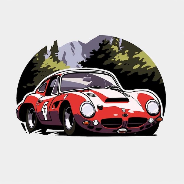 there is a red sports car with a mountain in the background generative ai