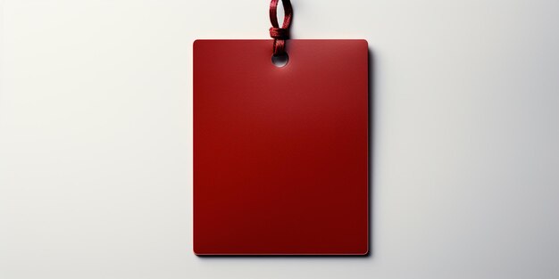 Photo there is a red tag hanging on a white wall generative ai