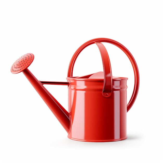 There is a red watering can with a red handle generative ai