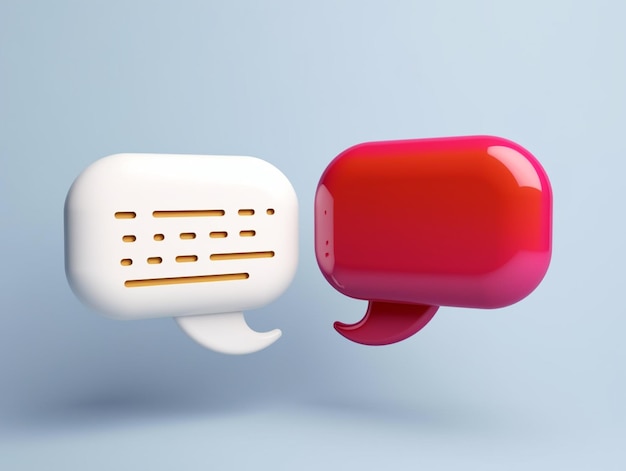 there is a red and white object with a speech bubble generative ai