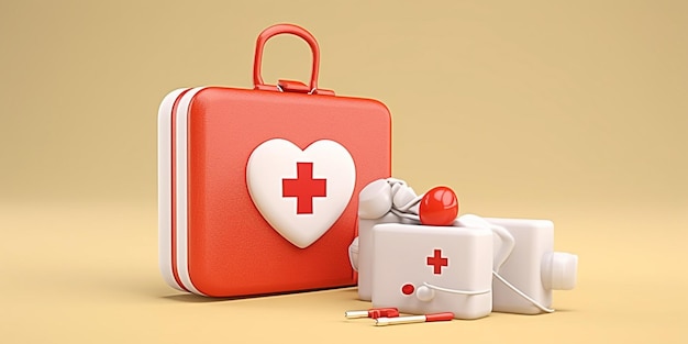 there is a red and white suitcase and a red and white heart generative ai