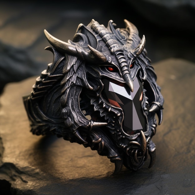 there is a ring with a dragon head on it generative ai