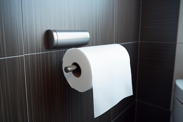 There is a roll of toilet paper hanging on the wall generative ai