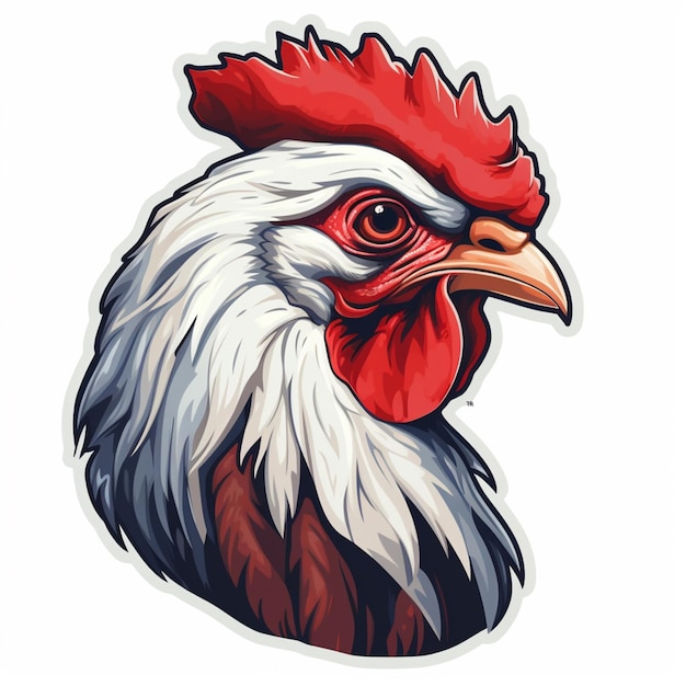 Photo there is a rooster head with a red beak and a white head generative ai