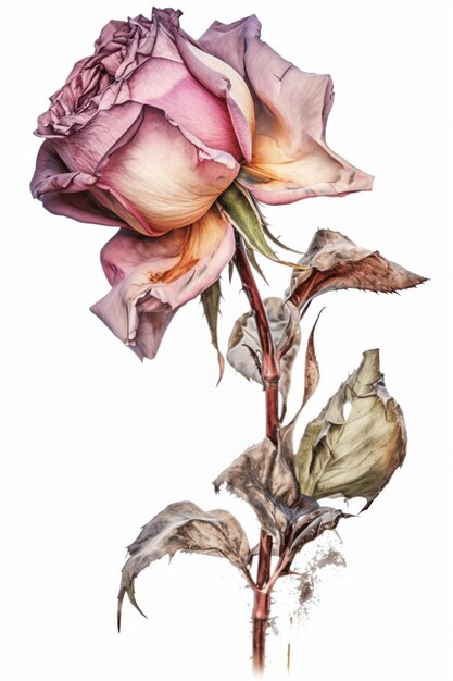 Photo there is a rose that is dying and has been dried generative ai