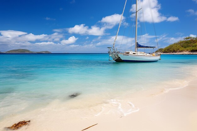 There is a sailboat that is sitting on the beach generative ai