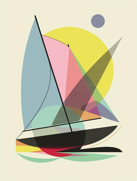 Photo there is a sailboat with a colorful sail on the water generative ai