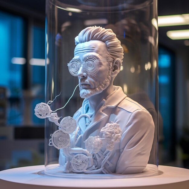 Photo there is a sculpture of a man with glasses and a beard generative ai