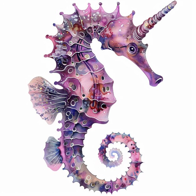 there is a sea horse with a pink and purple body generative ai