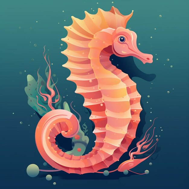 There is a seahorse that is sitting on the water generative ai