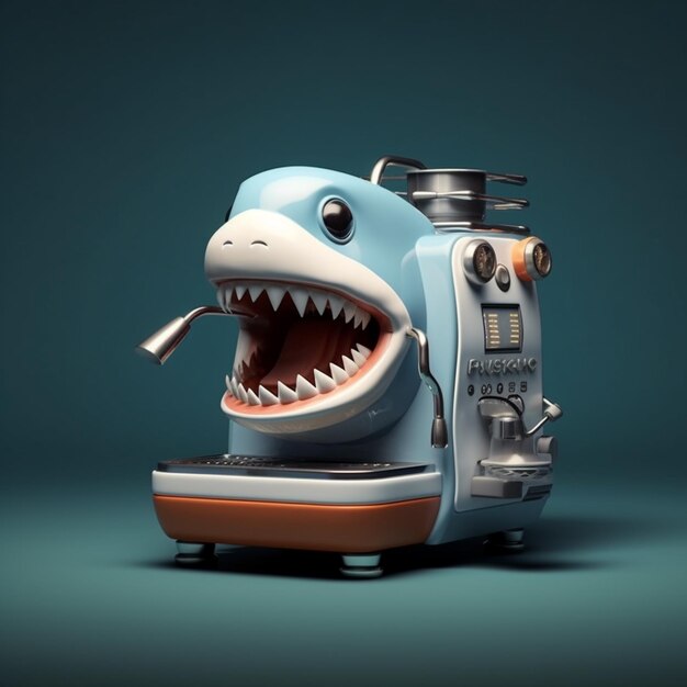 Premium Photo There is a shark shaped coffee maker with a toothy