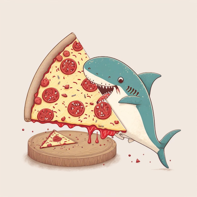 There is a shark that is eating a slice of pizza generative ai