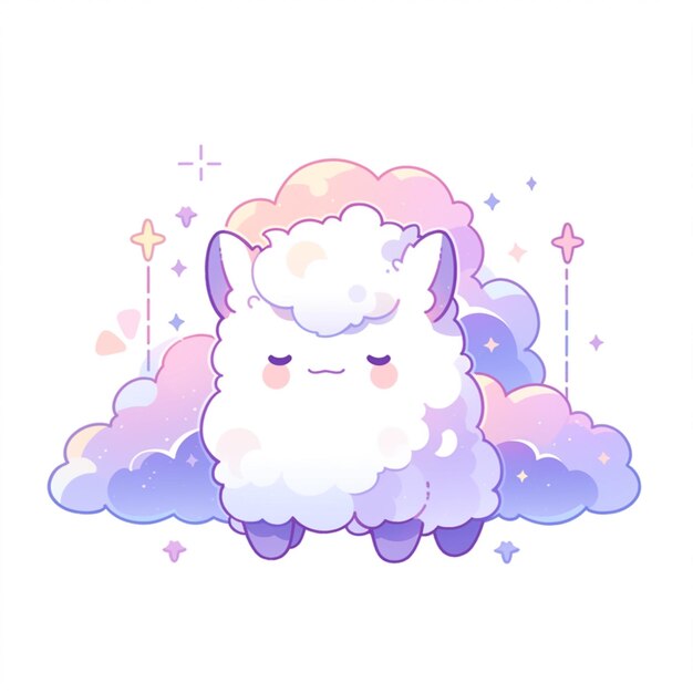 there is a sheep that is sleeping on a cloud generative ai