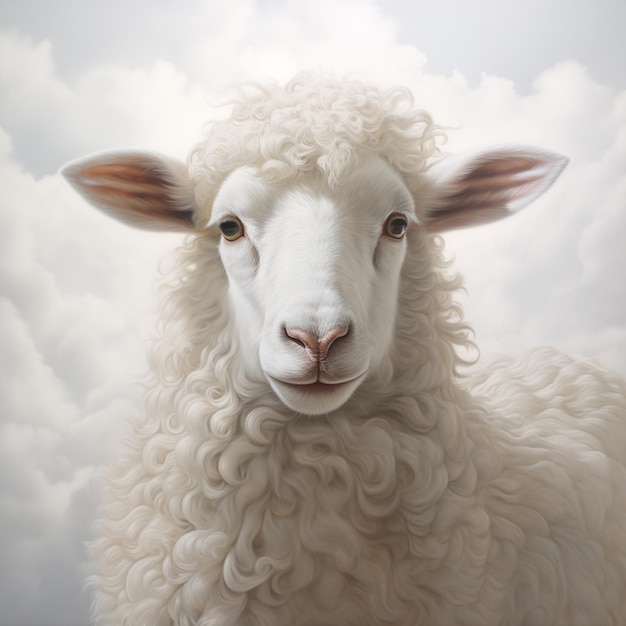 There is a sheep that is standing in the clouds generative ai