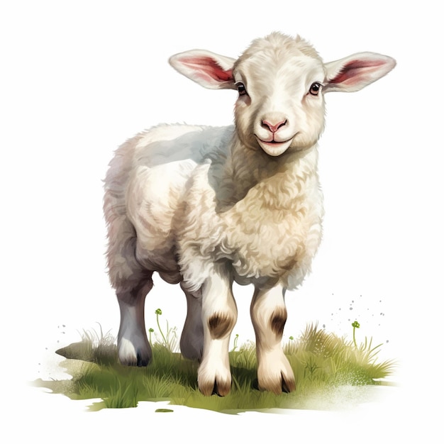 there is a sheep that is standing in the grass generative ai