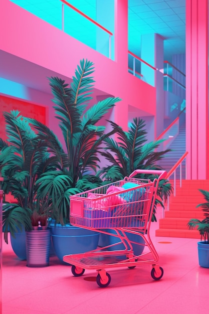 There is a shopping cart with a lot of stuff in it generative ai