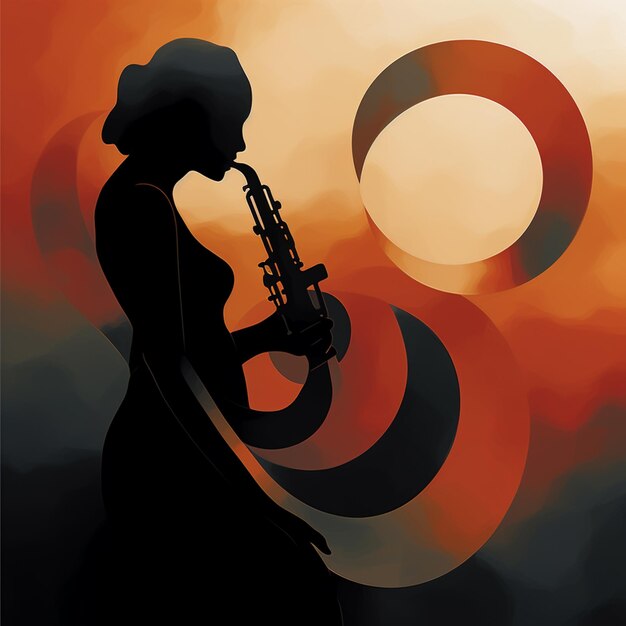 Photo there is a silhouette of a man playing a saxophone generative ai