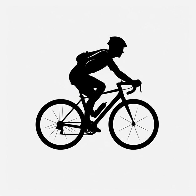 Photo there is a silhouette of a man riding a bike on a white background generative ai