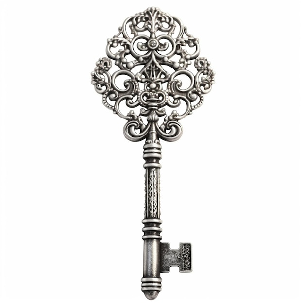 there is a silver key with a filigree design on it generative ai