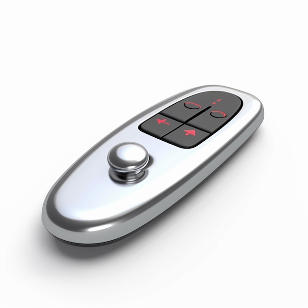 There is a silver remote control with red buttons on it generative ai