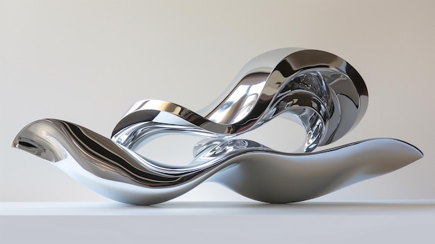 there is a silver sculpture that is on a table generative ai