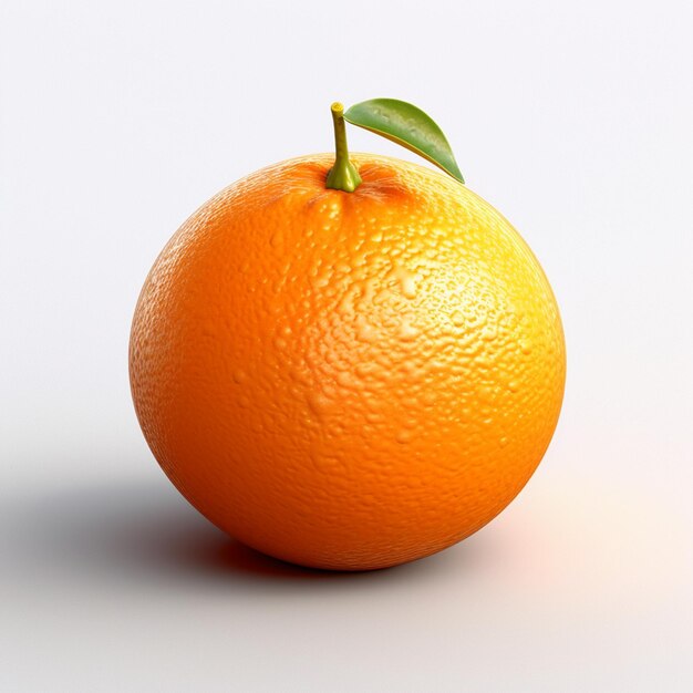 there is a single orange with a leaf on it generative ai