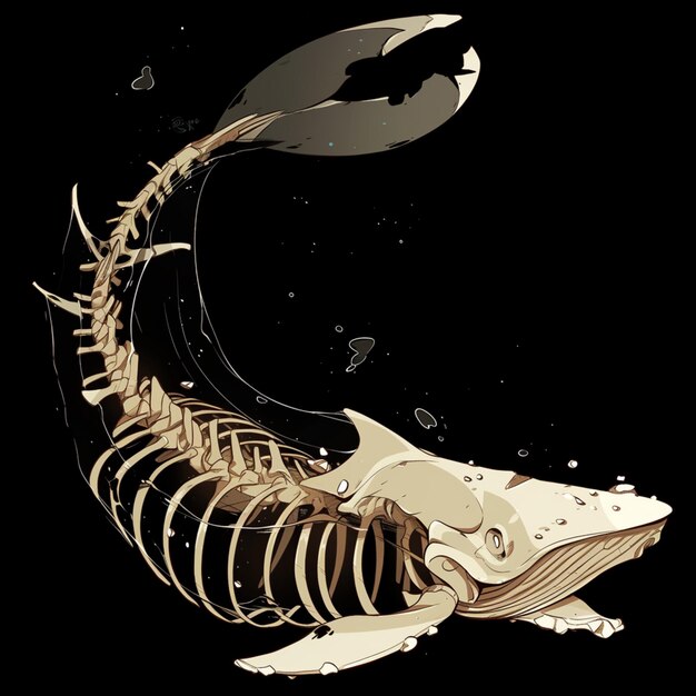 there is a skeleton of a fish with a large fishy head generative ai